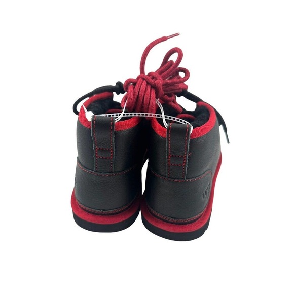 UGG Men’s Neumel Leather Shearling Low Chukka Ankle Boots (Black & red) Size 8 - Picture 7 of 12